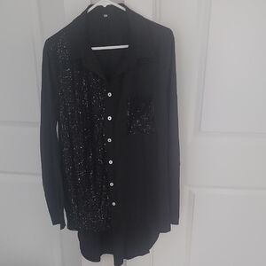Elegant Black Sequin Women's Top